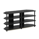 Furinno Econ Easy Assembly 4-Tier Corner TV Stand for TV up to 55-Inch, Blackwood/Black