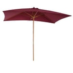 Parasol droit rectangulaire de jardin 2,95L x 2l x 2,55H m rouge bordeaux