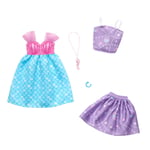 Barbie - Fashion 2-Pack - Mermaid Dress, Purple Top + Skirt, Pink Seahorse Necklace, And A Blue Bracelet (HRH44)