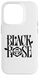 Coque pour iPhone 14 Pro Belle rose noire avec inscription en anglais « Minimalist »