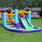 Château Gonflable 6 en 1 xxl avec Souffleur,Max 180kg,Extérieur Toboggan-Mur d'escalade-Piscine,‎400x315x185cm,Tissu Oxford,Défi d'obstacles