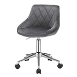 EUGAD 1 X Tabouret de Bureau Tabouret Roulant pivotant et réglable,Chaise de Bureau en Velours à roulettes,Gris Foncé 0031BGY