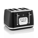 Swan Serenity ST19024BLK 4 Slice Toaster with Matt Finish, 6 Browning Levels, Temperature Control, Reheat and Defrost Functions, 2100W, Black