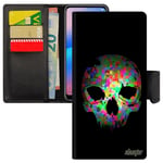 Coque Honor 8x Simili Cuir Rabat Silicone Crane Emo Metal Symbole Peur Hardrock Noir Halloween Etui Smartphone Peinture À Clapet De