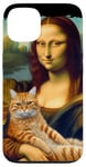 Coque pour iPhone 13 Mona Lisa tenant un chat Portrait d'art Peinture Kitty Cat