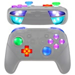 eXtremeRate Multi-Colors Luminated Thumbsticks D-pad ABXY ZR ZL L R Buttons DTFS LED Kit for Nintendo Switch Pro Controller - 9 Colors Modes 6 Areas DIY Option Button Control