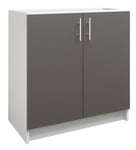 Kitchen Base Sink Unit 800mm Storage Cabinet With Doors 80cm - Dark Grey Matt