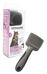 Vétocanis - Brosse Chat Carde - pour Le Toilettage du Chat - Accessoire Chat Rétractable et Autonettoyant - Hygiène et Santé du Chat - Nettoyage Efficace des Poils Morts - Conception Ergonomique