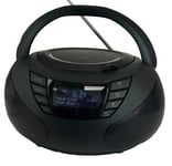 Steepletone DabStar Mk2, DAB Radio CD Boombox. Portable Compact CD Player, 20 Track Playlist. DAB+, DAB Digital and FM Radio, Earphone Socket, Clock. Stereo Sound. Mains Electric or Battery. UK Brand