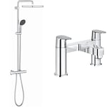 GROHE Vitalio Start 250 Cube | Shower System with Thermostatic Mixer and Cube 250mm rain Head| 26696000 & 25128000 Eurosmart Cosmopolitan Two-Handled Bath Filler