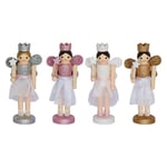 Nötknäppare hängande prydnadsfigurer – Fairy Balett Dancers Glittrade Christmas Mini Trä Nötknäppare Xmas Tree Ornament Set – 4 delar