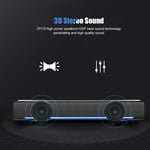 USB Wired Soundbar With 3D Stereo Sound For PC Cellphones (Black)