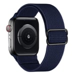 amBand Sport Solo Loop Strap Compatible with Apple Watch 38mm 40mm 41mm, Adjustable Stretch Braided Elastics Nylon Wristband Compatible with iWatch Series 7/6/5/4/3/2/1 SE - Midnight Blue