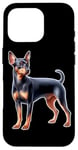 Coque pour iPhone 16 Pro Mini épingle en forme de chien pinscher miniature