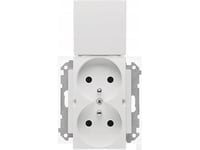 Contact-Simon 55 Tgz2bmcz.01/111 Dubbelt Uttag För Ip44-Version Med Packning Modul 16 A, 250V~, Snabbkoppling Vit Matt