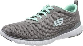 Skechers Femme Flex Appeal 3.0-First Insight Baskets, Gris (Gray Mesh/Mint Trim Gymn), 38 EU