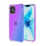 TOPOFU for iPhone 12 Pro/Max Case, Crystal Clear Anti Smudge Shockproof Soft TPU Silicone Reinforced Corners Protective Cover Case for iPhone 12 Pro/Max (Purple Blue)