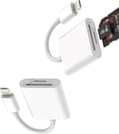 Lot De 2 Lecteurs De Cartes Sd Micro Sd 2 En 1 Vers Jack Lightning Adaptateur Apple Card Reader Distributeur Accessoires Hub Pour Iphone 14 13 12 11 Pro Max Mini 8 7 Plus X Xs 6 Tf