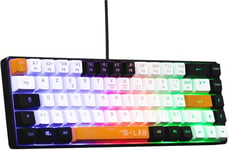 Keyz Hydrogen,Clavier Gamer 60%,Clavier Semi-Mécanique Filaire Azerty,Rétroéclairage Multicoloremini Clavier Gamer Silencieux,Format Compact Tkl-Pc/Ps5 (Noir/Blanc/Orange)