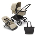 bugaboo Fox Black Barnvagnset Cub med liggdel och sittdel /Desert Beige inklusive skötväska