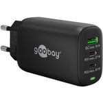 Goobay USB Multiport GaN Power-lader 65W (2 x USB-C/1 x USB-A), svart