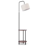 tomons Lampadaire sur Pied Salon, Lampadaire Bois Moderne avec Table, abat jour Lampe sur Pied, Lampe de Lecture Ajustable pour Chambre à Coucher, Salle de Séjour