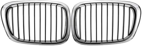 Grilles XGFCNB   , pour BMW E39 M5 série 5 525i 528i 530i 1997-2003 1 Paire Chrome Noir/Noir Brillant Grilles de calandre Avant (Couleur: Noir Brillant) -Chrome_Black