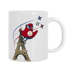 PARIS 2024, Mug Céramique Mascotte Tour Eiffel Blanc 30 cl M12, Produit Officiel sous Licence, Tasse avec Anse en Grès, Accessoire Parfait pour Savourer vos Boissons Préférées