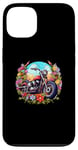 Coque pour iPhone 13 Moto et Fleurs pour Hippie Biker