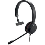 Jabra Evolve 20 MS Casque Mono - Casque certifié par Microsoft pour téléphone logiciel VoIP avec suppression passive du bruit - Câble USB avec contrôle des appels - Noir