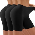 YADIFEN Women Anti Chafing Shorts Seamless Chub Rub Shorts Mini Black Gym Shorts Lycra Shorts Ladies Boxers Underwear Ultra Soft Yoga Shorts for Under Dresses Running Sports Leggings Black L