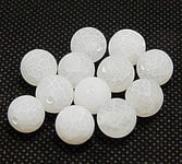 Lot de 12 perles de pierres précieuses de 6/8/10 mm - En agate dépolie - Rondes - Pierre naturelle - Pierres semi-précieuses - Avec trou à enfiler (blanc, 10 mm - 12 pièces)