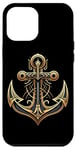 Coque pour iPhone 15 Pro Max Symbole de la mer ancre cool dans le style art déco de Noël