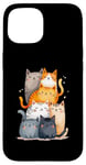 Coque pour iPhone 15 Tour de chat mignonne à empiler pour un amoureux des chats