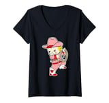 Womens Kewpie Baby Cowboy Cowgirl Lasso Traditional Tattoo Flash V-Neck T-Shirt