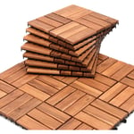 44x Dalles de terrasse en bois d'acacia pour 4m² 30 x 30 cm Jardin extérieur système d'emboîtement et de Drainage - Tolletour