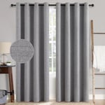 MIULEE Rideaux Opaques Rideaux isolants Thermiques avec Oeillets Rideaux en Lin 100% Opaques Rideaux occultants de Protection Contre Le Froid pour Le Salon Lot de 2, 140 x 225 cm Gris Clair