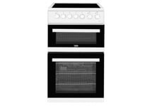 Beko EDVC503W 50cm Ceramic Hob Electric Double Oven Cooker White