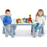 Ensemble de Table et 2 Chaise pour Enfants en Plastique, Set de Table et Chaises avec Hauteur Raisonnable et Dossier Ergonomique, Ensemble de 3