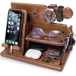 Trä Telefon Dockningsstation Ash Nyckelhållare Stand Watch Organizer