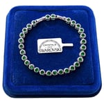 Bracelet Tennis Billes 5mm Vert Pl or Blanc 18k avec des Cristaux Swarovski B15