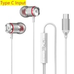 Écouteurs intra-auriculaires 9D HIFI RapBass,3.5mm,AUX/Type-C,stéréo numérique,casque filaire avec micro,écouteurs pour Samsung,Android - Type Type-C Blanc