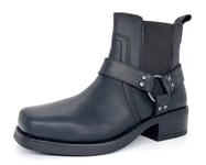 Wrangler Highway Low Leather Black Mens Biker Chelsea Boots - Size UK 7