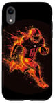 Coque pour iPhone XR Un joueur de football brûle comme une météorite dans le feu et les flammes