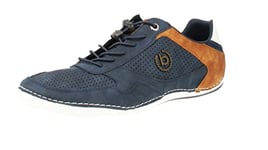 bugatti Homme Baskets décontractées à Semelle Souple, Chaussures à Lacets avec Mousse à mémoire de Forme, Lacets élastiques, Bleu Foncé Bleu, 43 EU