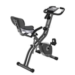 Folding Exercise Bike with 10-Level Adjustable Magnetic Resistance | Upright and Recumbent Foldable Stationary Bike is The Perfect Workout Bike for Home Use for Men, Women