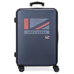 Pepe Jeans Aidan Medium Suitcase Blue 46 x 65 x 23 cm Hard ABS Side Combination Lock 56 3.2 kg 4 Double Wheels