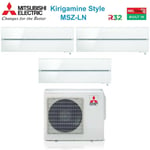 Mitsubishi - electric trial split inverter air conditioner series kirigamine style msz-ln 9+9+12 avec mxz-3f68vf pearl white r-32 wi-fi integrated