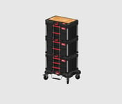 Milwaukee Black PACKOUT 2x 2 Draw & 1x 3 Draw organizers work surface & trolley.