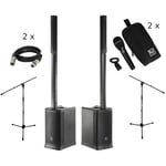 JBL Eon One (2x), Electro-Voice Microphones (2x), Stands and Cables